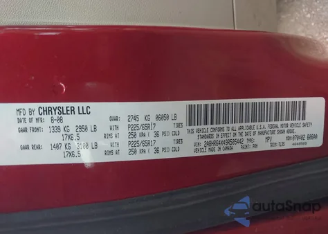 2009 Chrysler Town & Country Limited из США, поврежденный, VIN 2A8HR64X49R505442